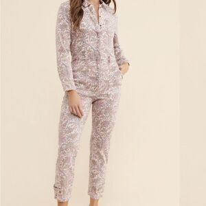 Anthropologie Paisley Utility Denim Jumpsuit Pink S